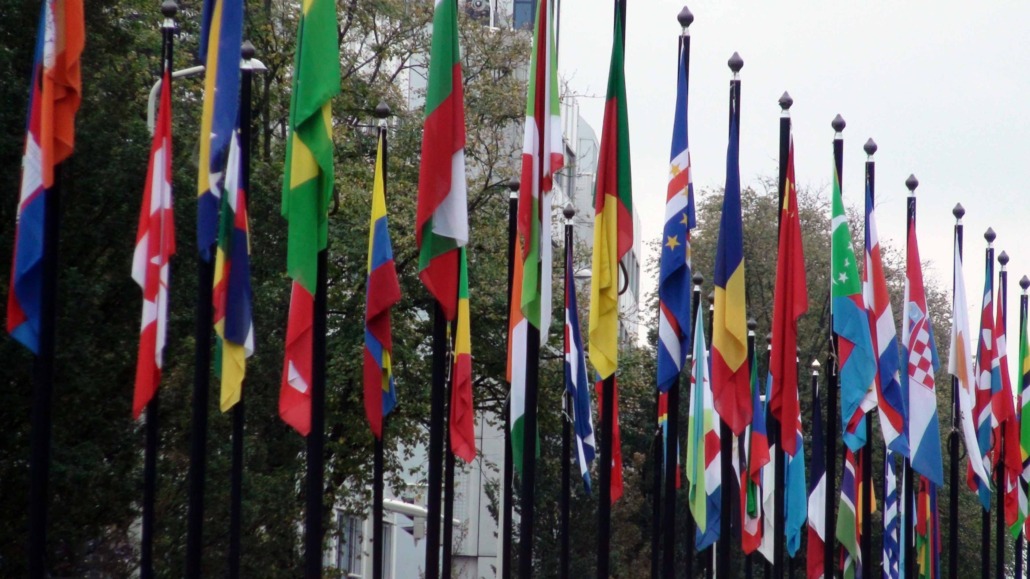 International Flag Standing In A Row, Den Haag, South Holland The Netherlands, Europe